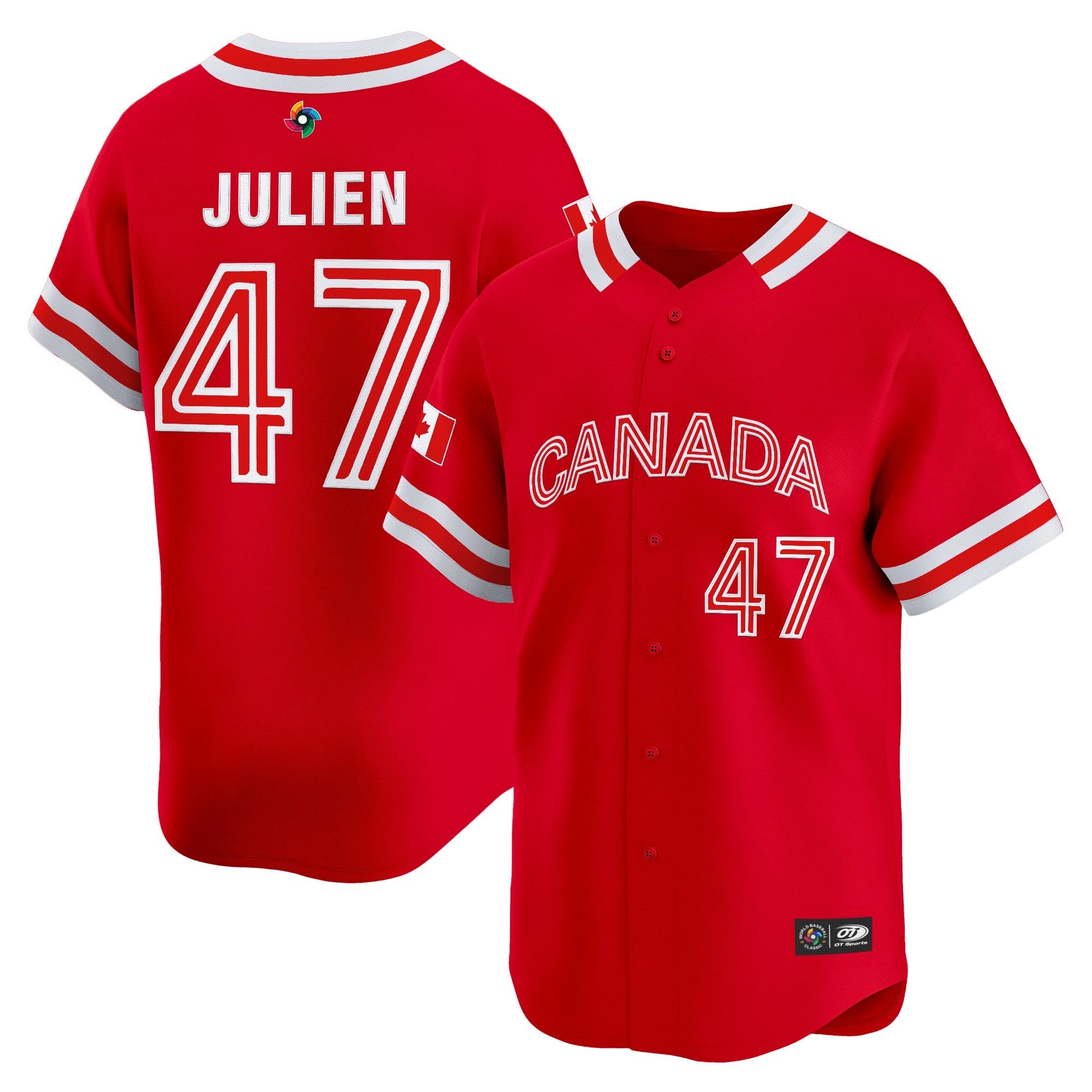 Team Canada World Baseball Classic Vapor Premier Jersey - 2026 Roster (Projected Number) - All Stitched