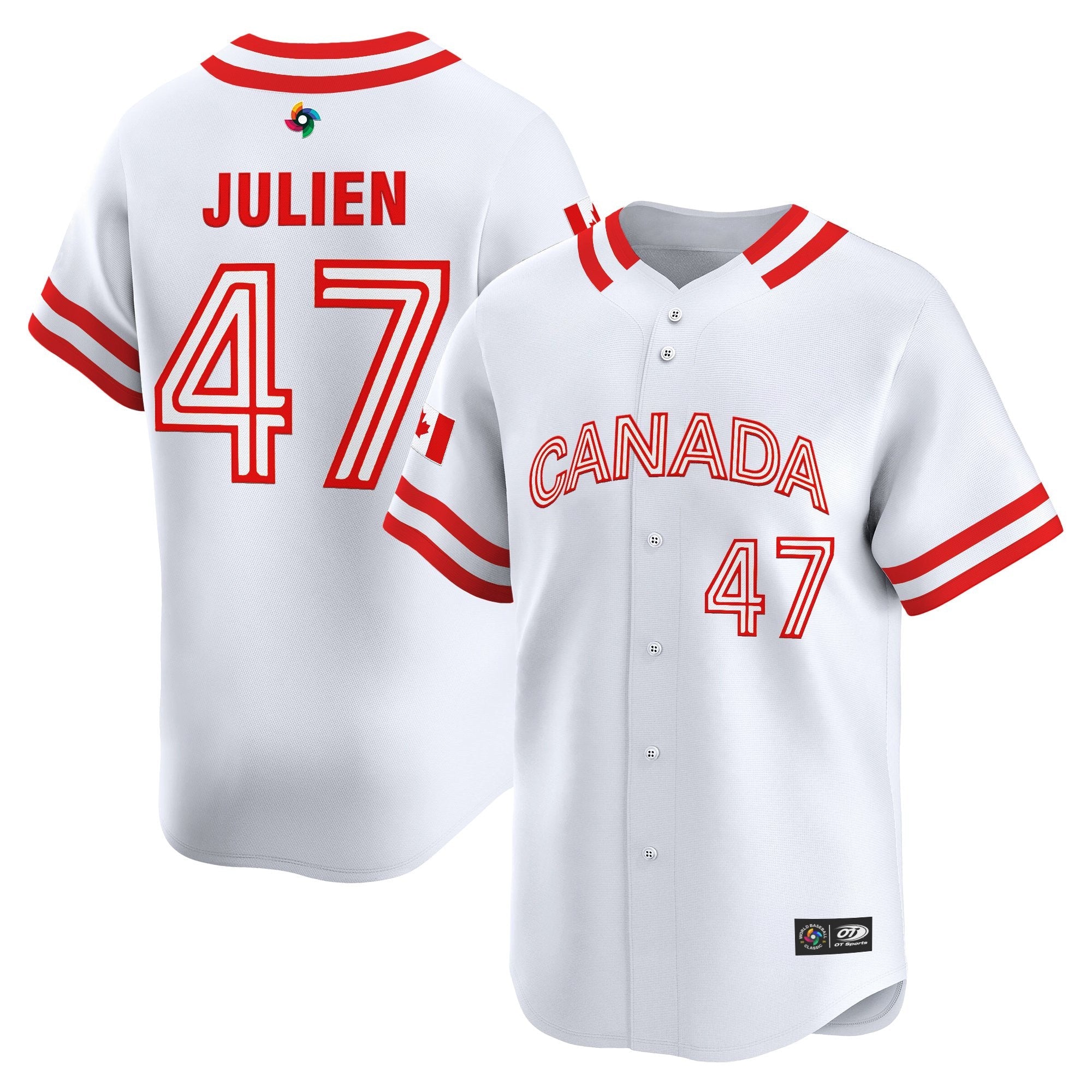 Team Canada World Baseball Classic Vapor Premier Jersey - 2026 Roster (Projected Number) - All Stitched