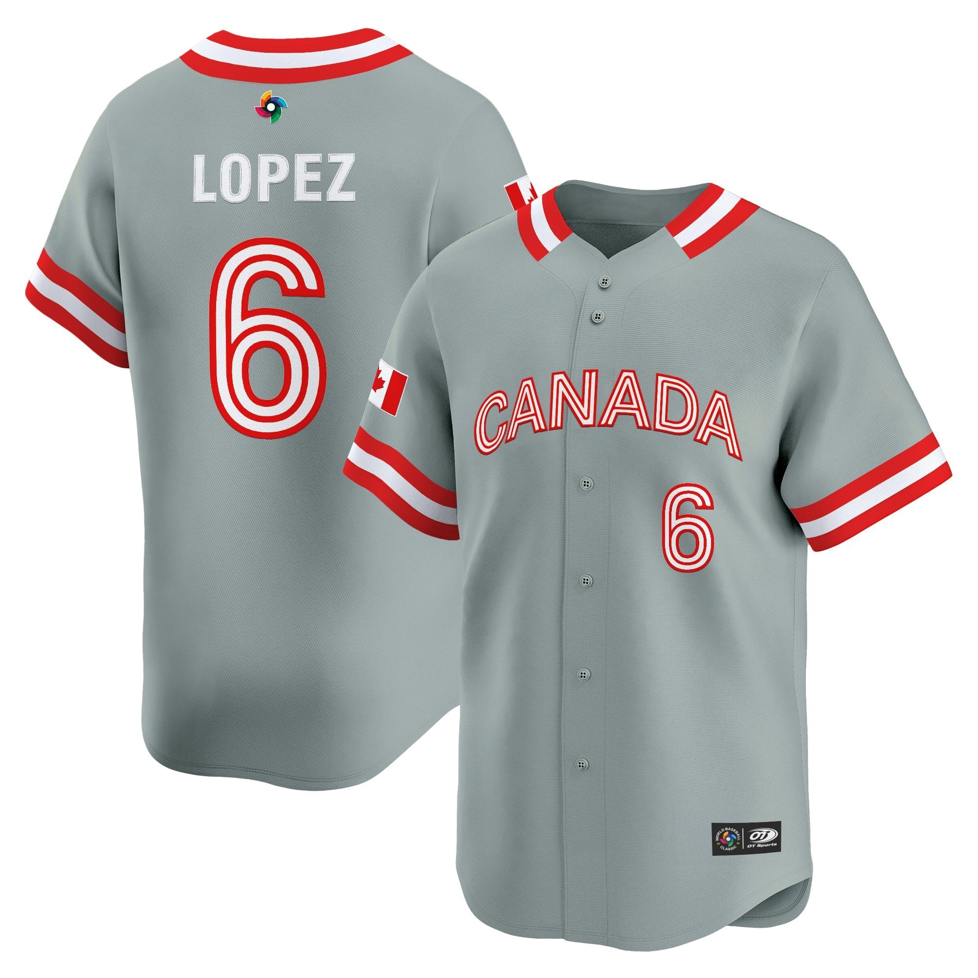 Team Canada World Baseball Classic Vapor Premier Jersey - 2026 Roster (Projected Number) - All Stitched