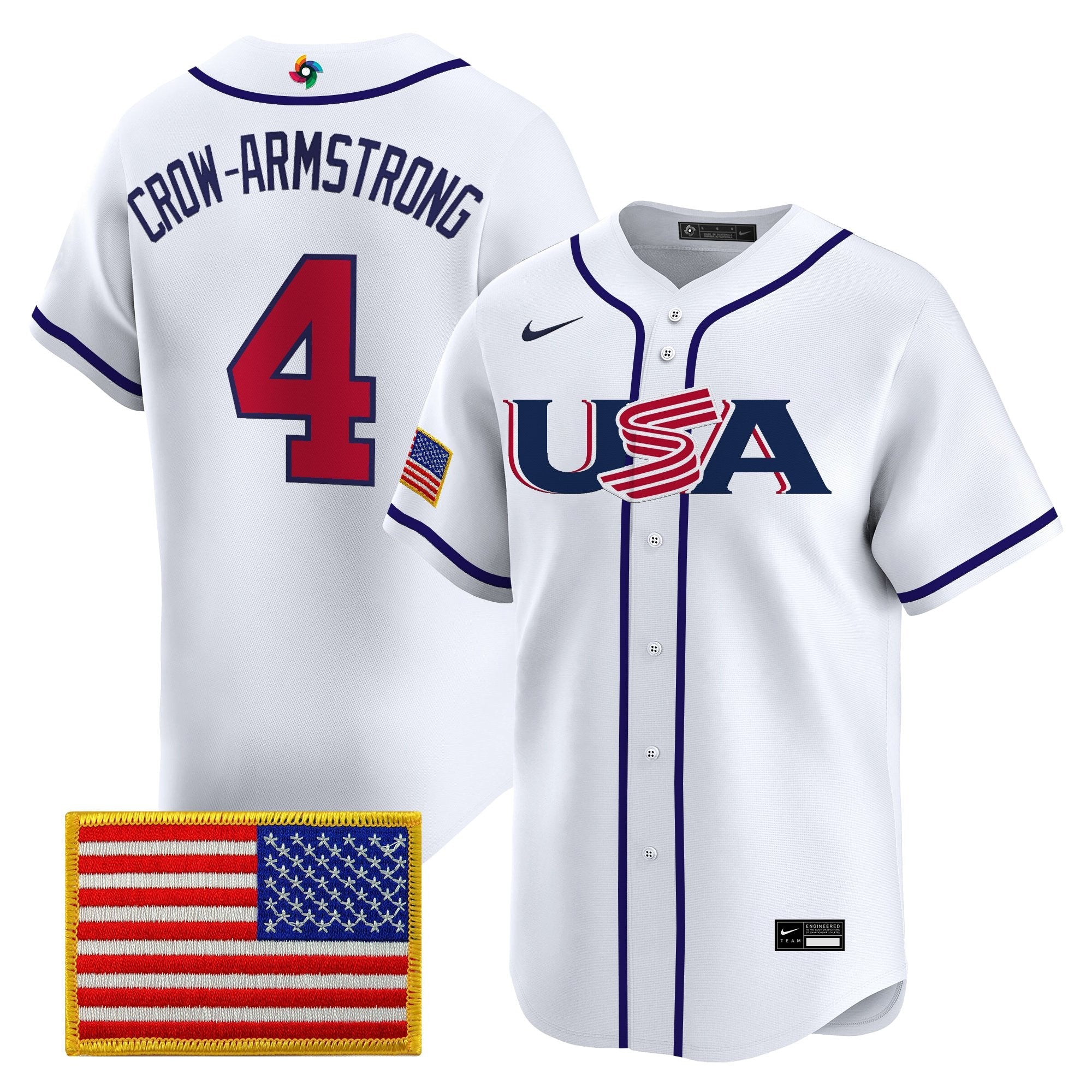 Team USA World Baseball Classic Vapor Premier Jersey - 2026 Roster - All Stitched
