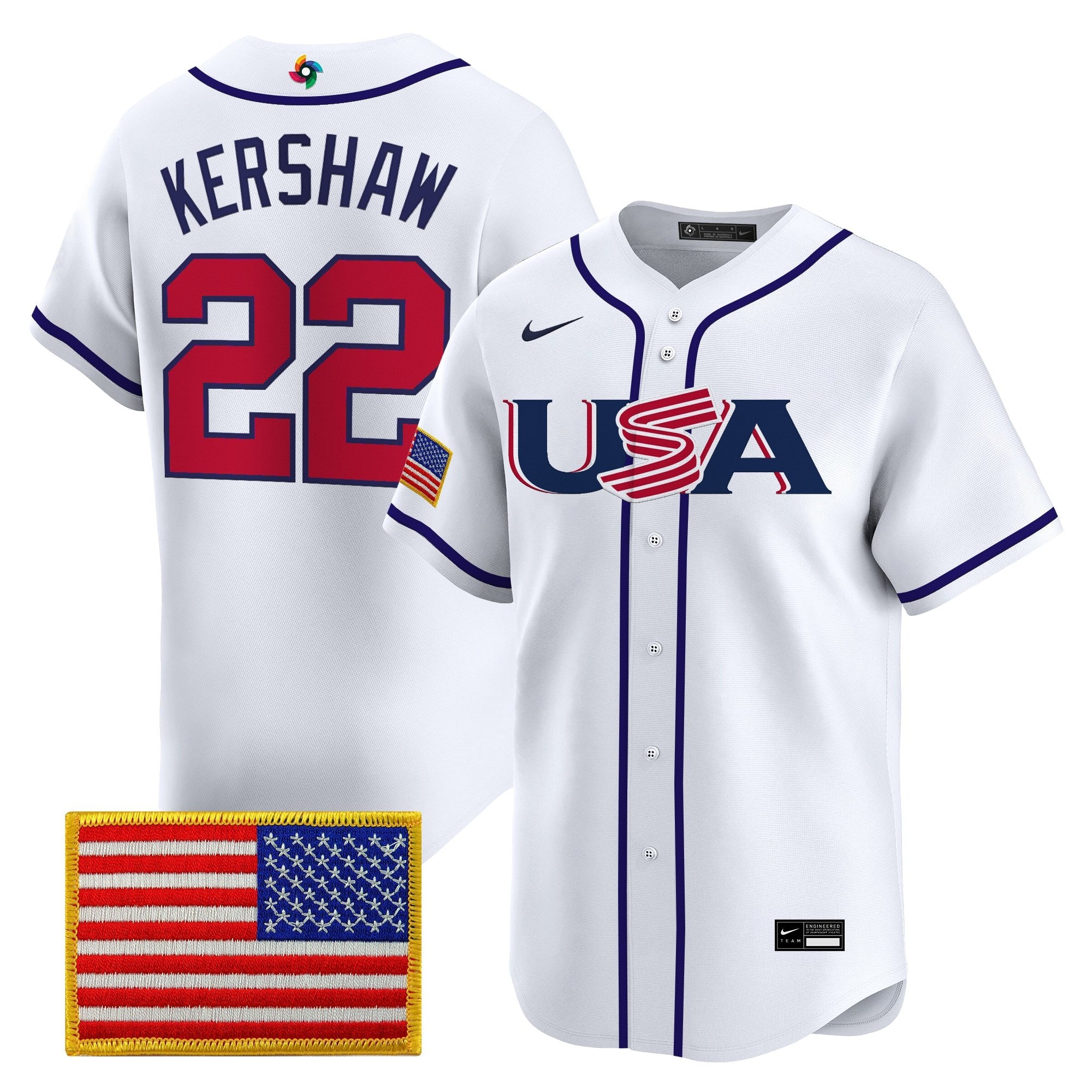 Team USA World Baseball Classic Vapor Premier Jersey - 2026 Roster - All Stitched