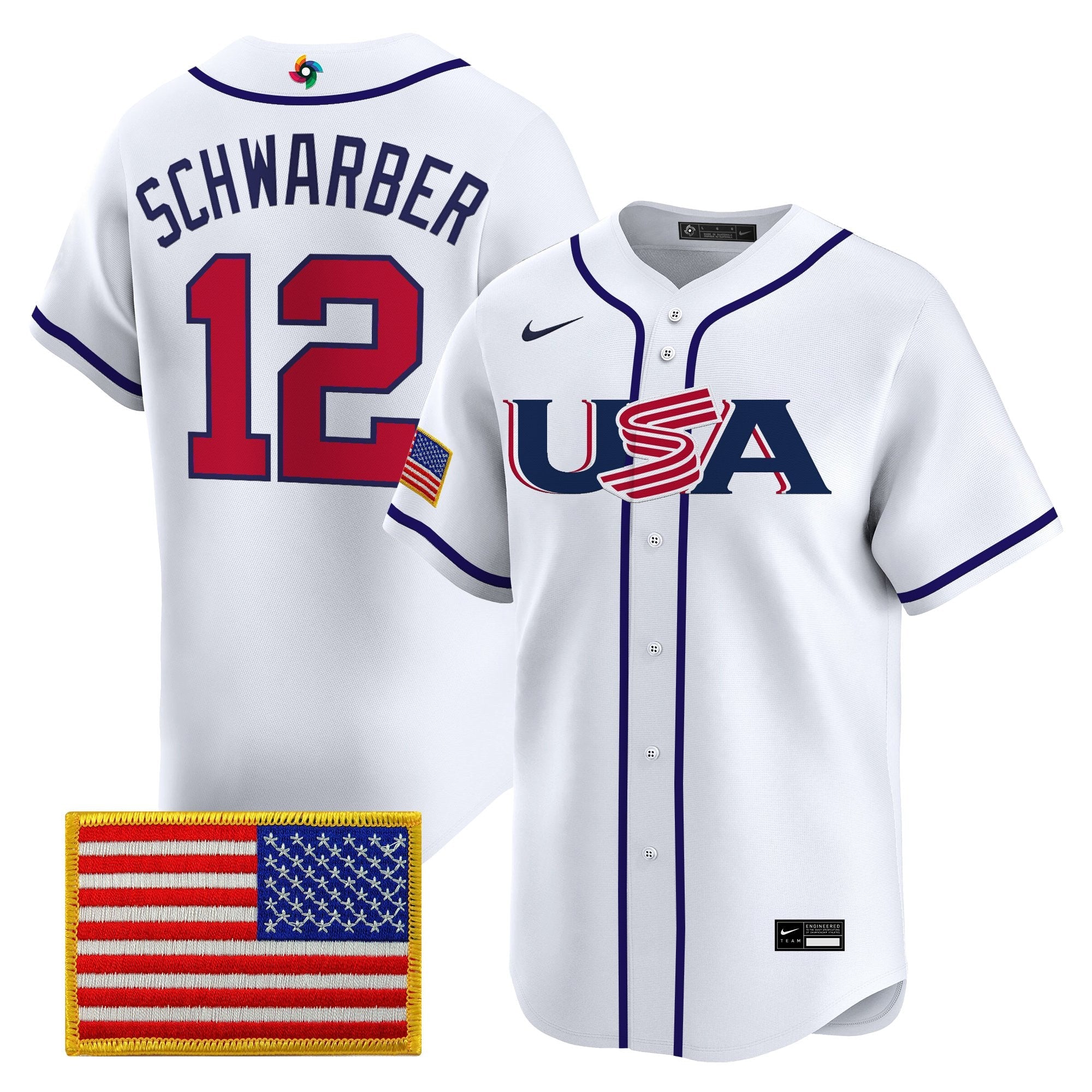 Team USA World Baseball Classic Vapor Premier Jersey - 2026 Roster - All Stitched