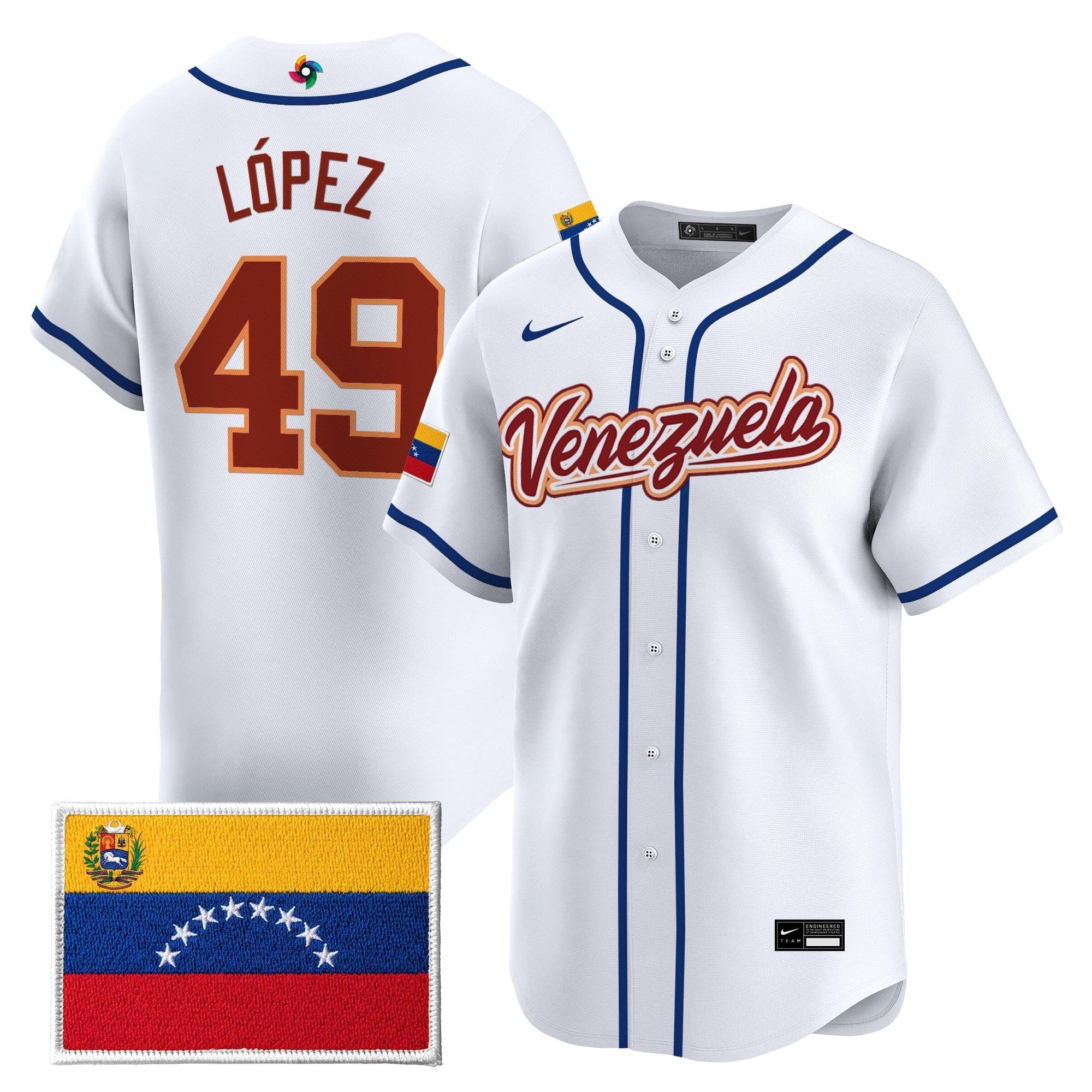 Team Venezuela World Baseball Classic Vapor Premier Jersey - 2026 Roster - All Stitched