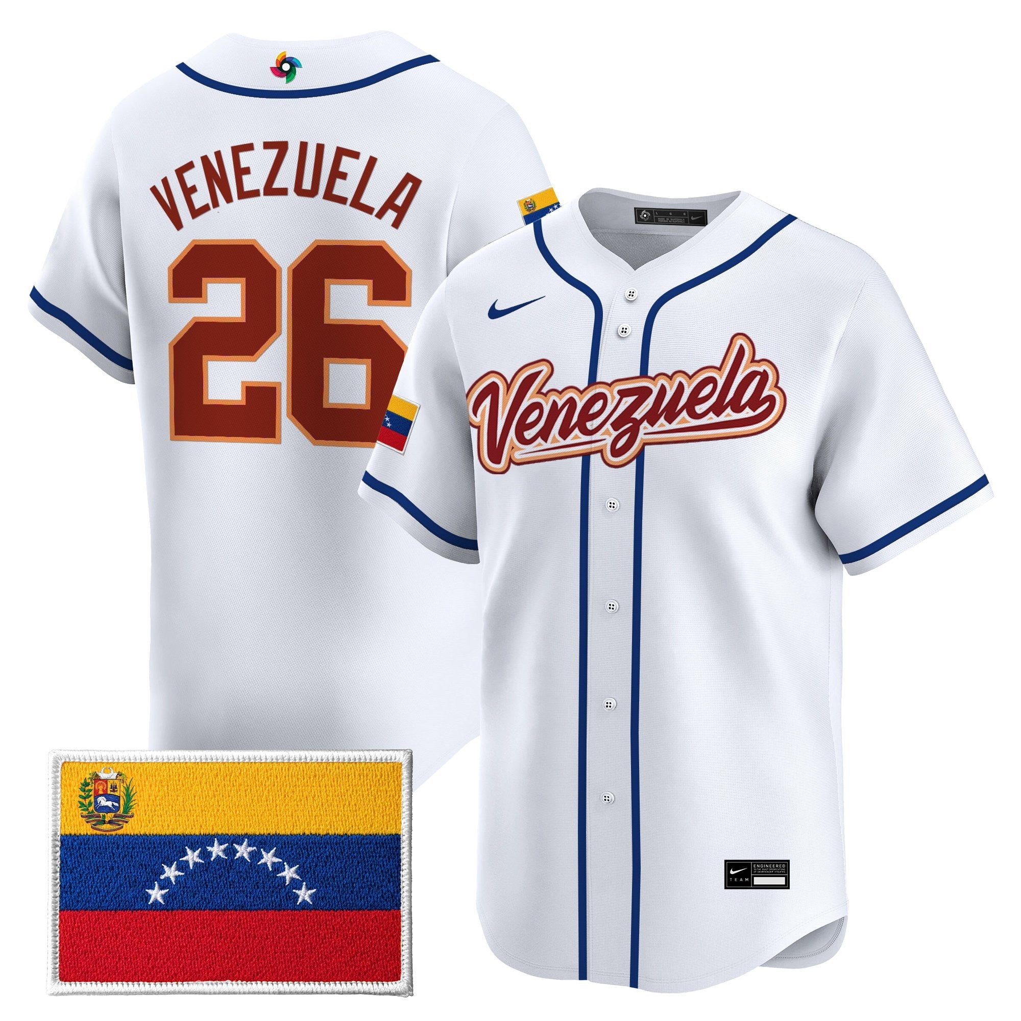 Team Venezuela World Baseball Classic Vapor Premier Jersey - 2026 Roster - All Stitched