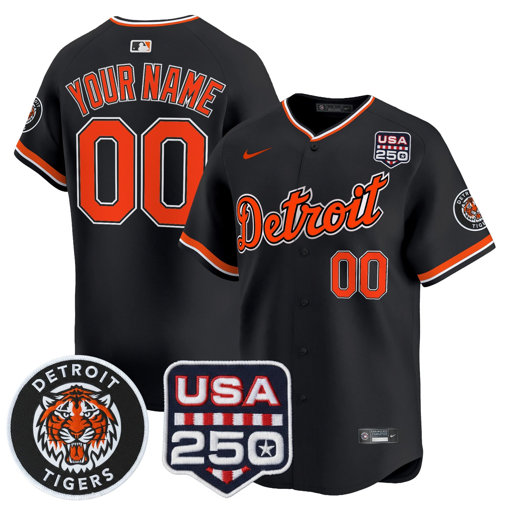 DET 2026 Alternate Vapor Premier Limited Custom Jersey - 250America Patch - All Stitched