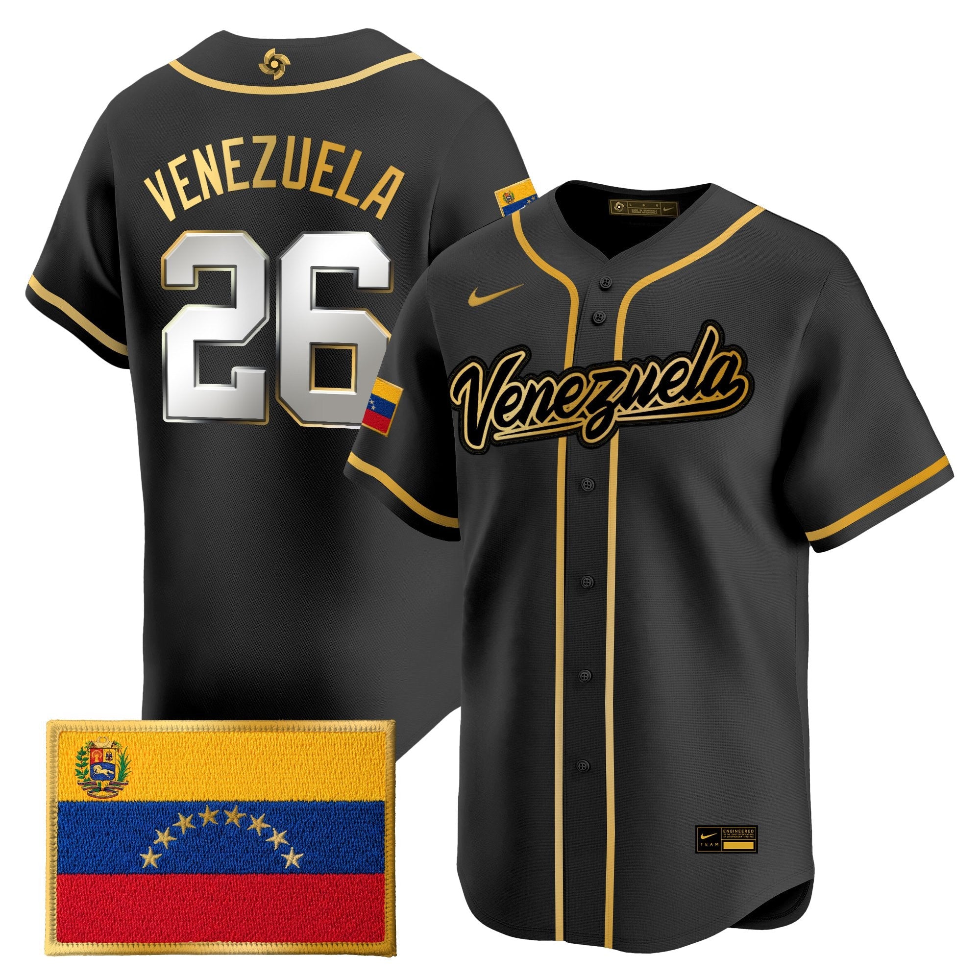 Team Venezuela World Baseball Classic Gold Vapor Premier Jersey - All Stitched