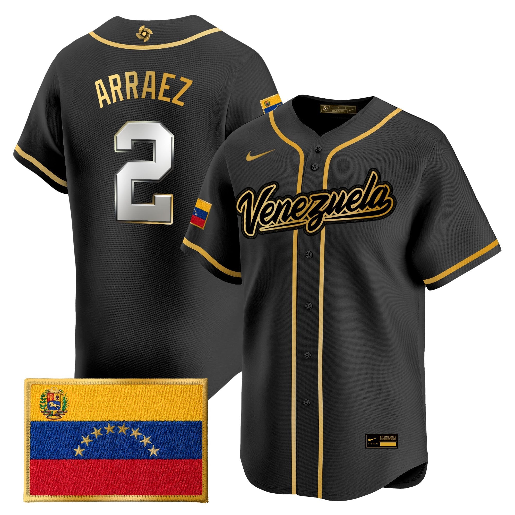 Team Venezuela World Baseball Classic Gold Vapor Premier Jersey - All Stitched