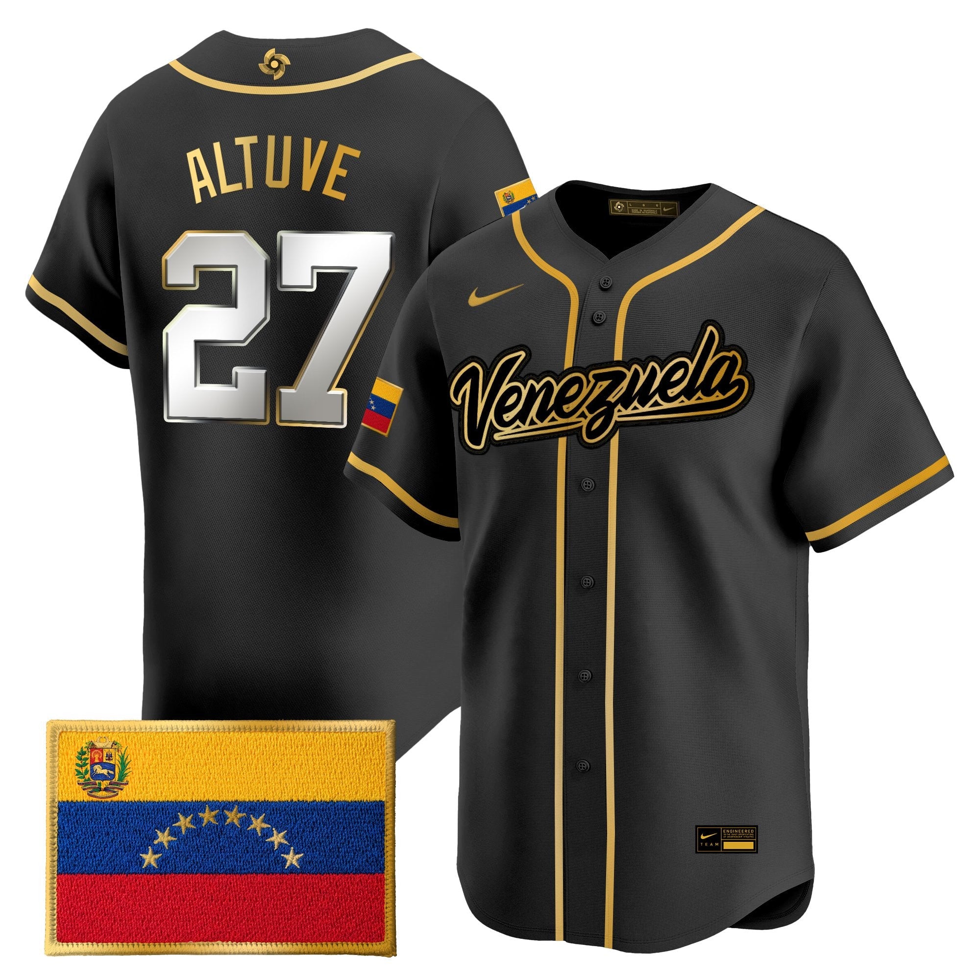 Team Venezuela World Baseball Classic Gold Vapor Premier Jersey - All Stitched