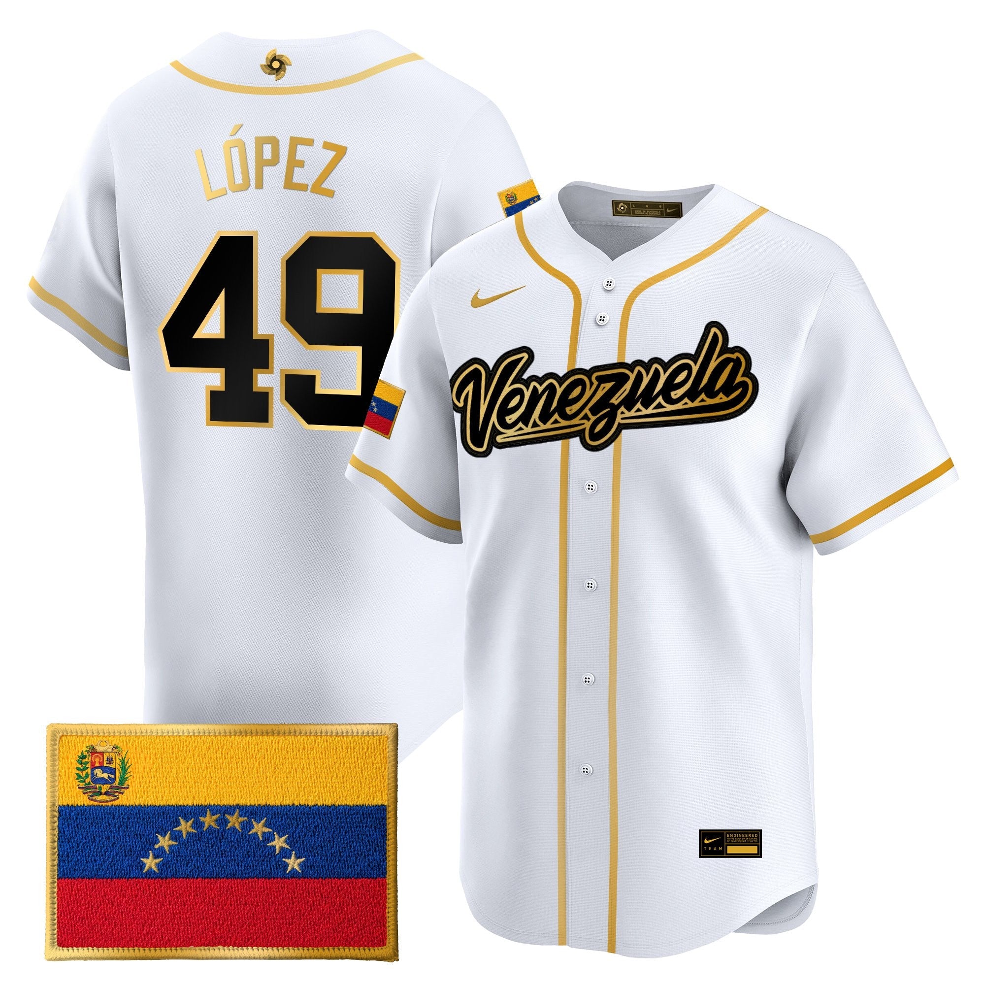 Team Venezuela World Baseball Classic Gold Vapor Premier Jersey - All Stitched