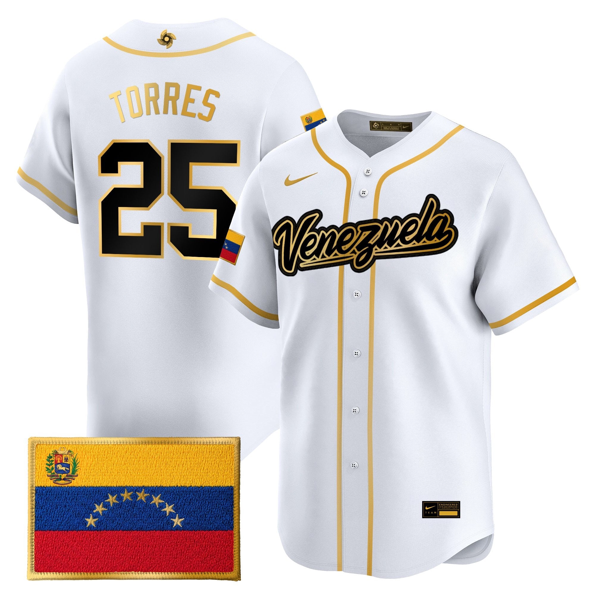 Team Venezuela World Baseball Classic Gold Vapor Premier Jersey - All Stitched