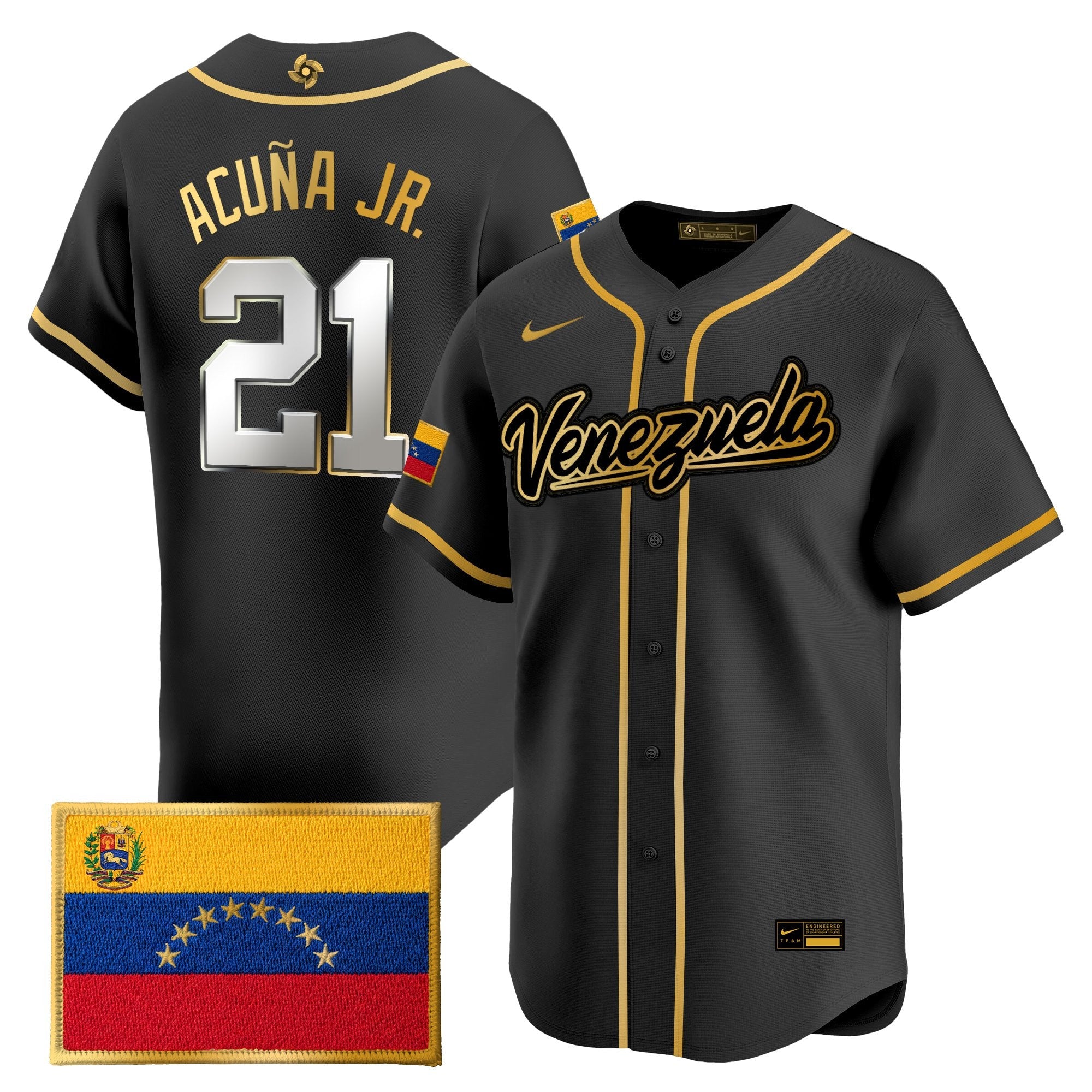 Team Venezuela World Baseball Classic Gold Vapor Premier Jersey - All Stitched