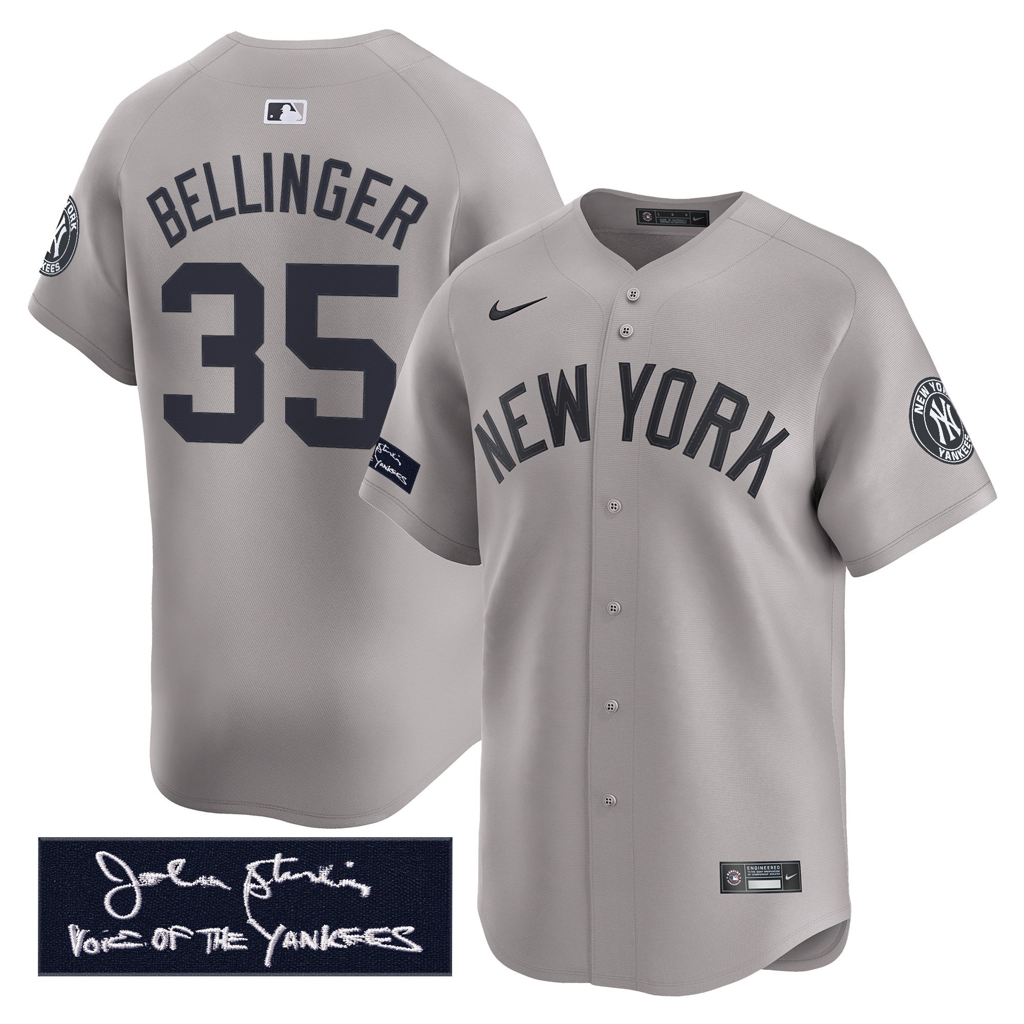 NYY John Sterling "The Voice of the Yankees" Tribute Patch Vapor Premier Limited Jersey - Stitched