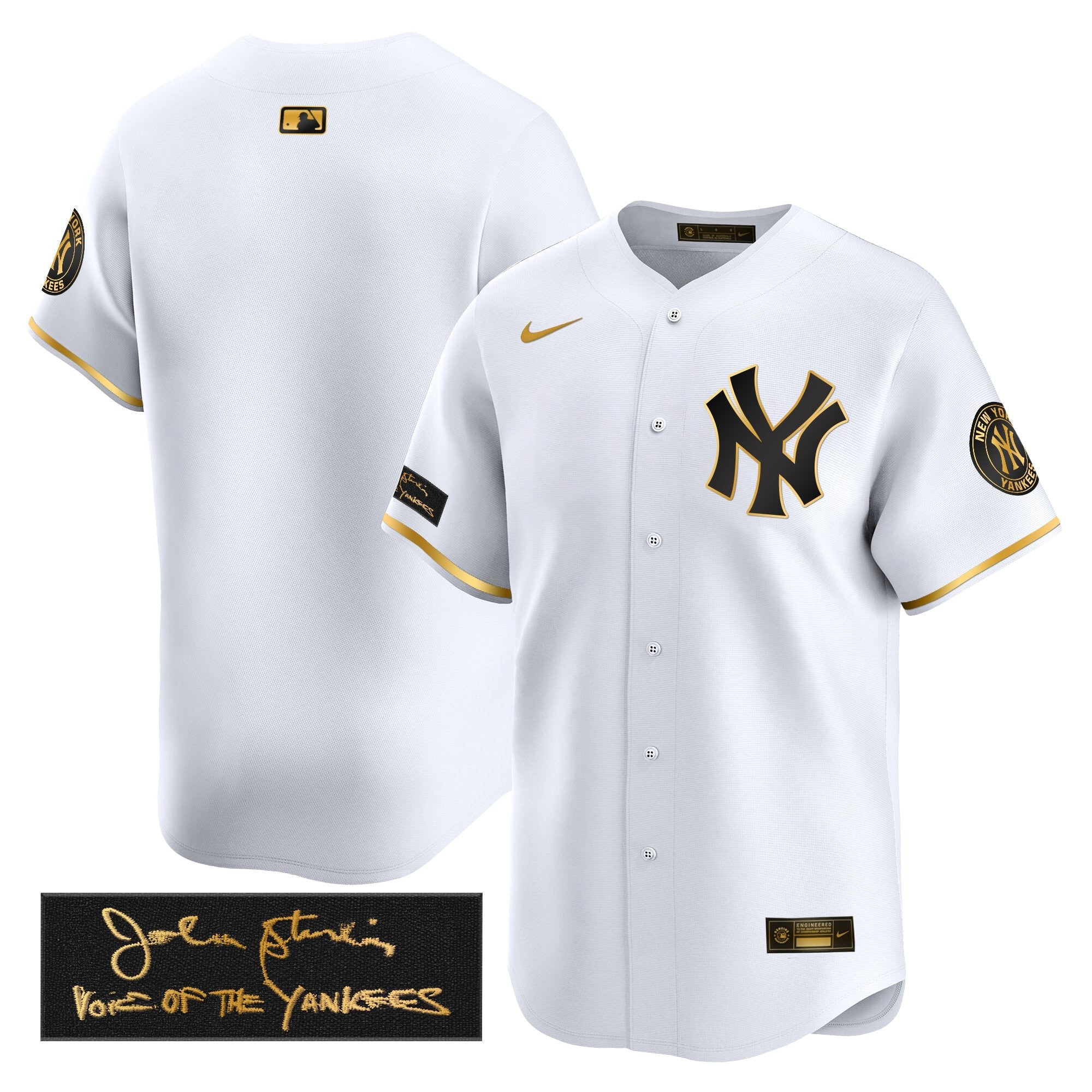 NYY John Sterling "The Voice of the Yankees" Tribute Patch Vapor Premier Limited Jersey - Stitched