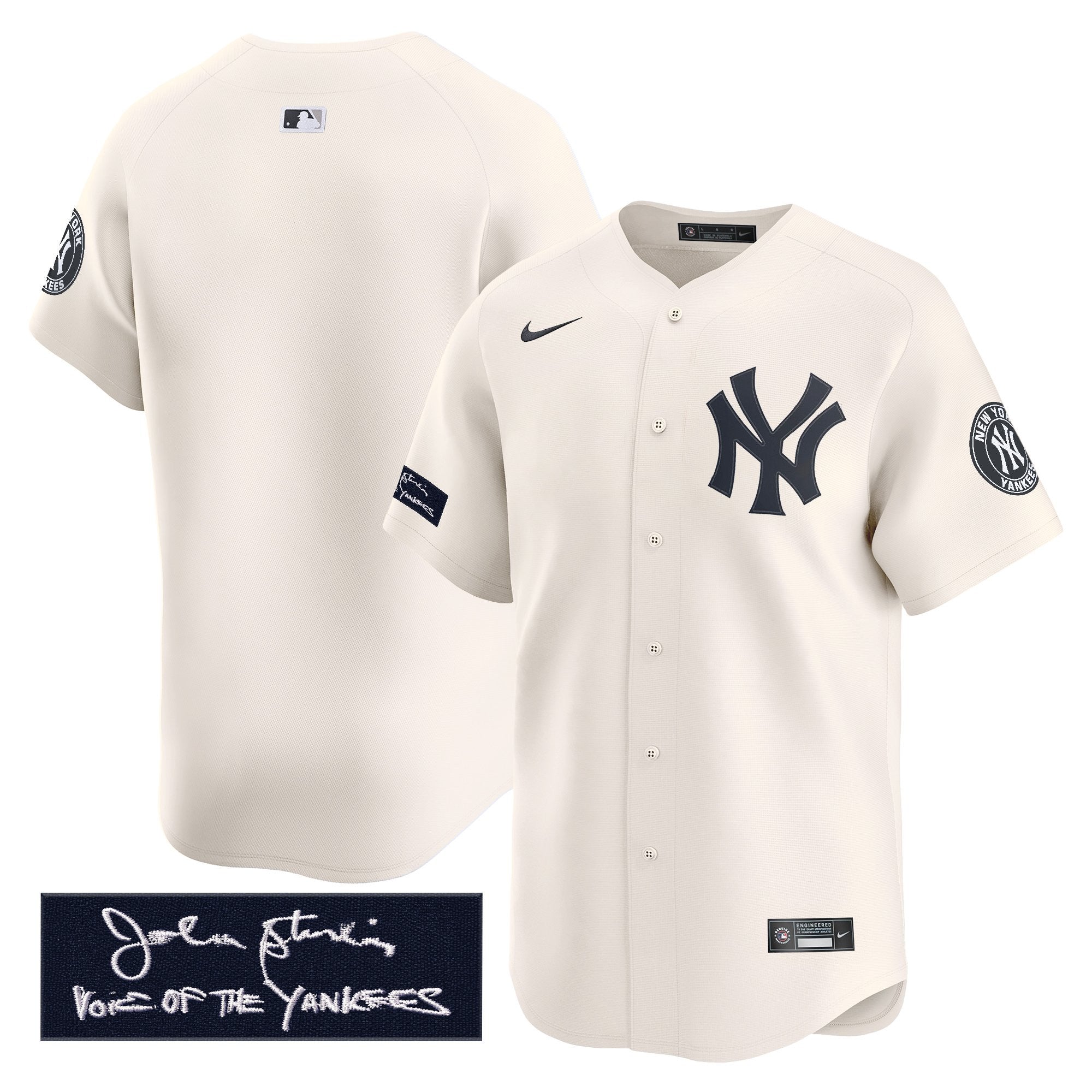 NYY John Sterling "The Voice of the Yankees" Tribute Patch Vapor Premier Limited Jersey - Stitched