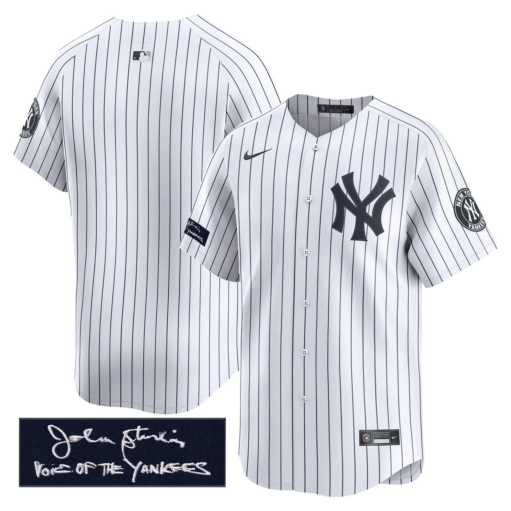 NYY John Sterling "The Voice of the Yankees" Tribute Patch Vapor Premier Limited Jersey - Stitched
