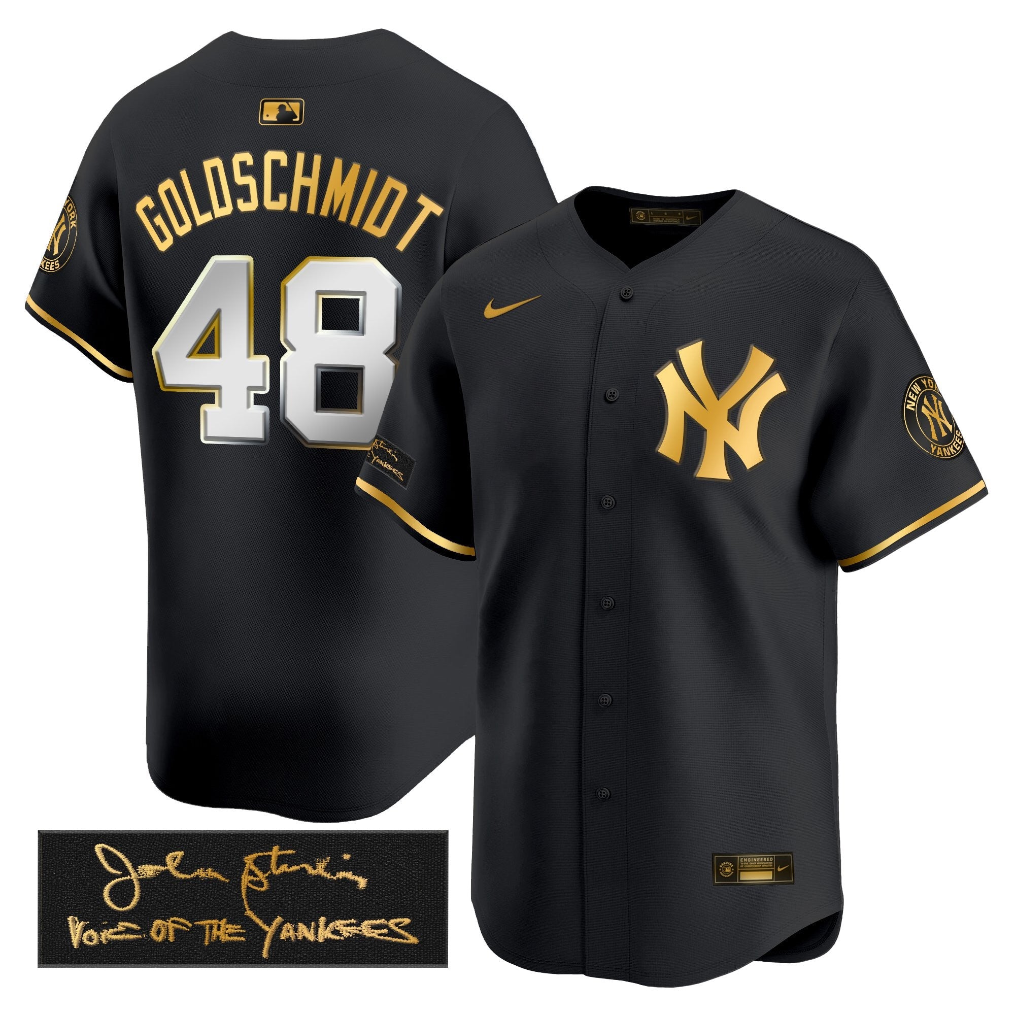 NYY John Sterling "The Voice of the Yankees" Tribute Patch Vapor Premier Limited Jersey - Stitched