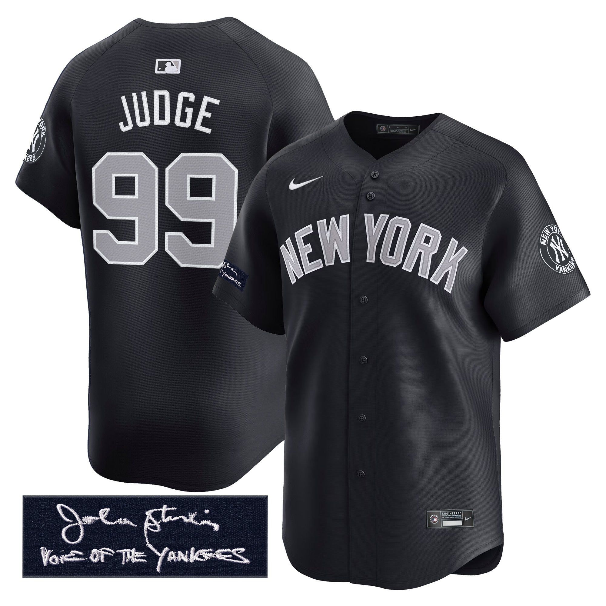 NYY John Sterling "The Voice of the Yankees" Tribute Patch Vapor Premier Limited Jersey - Stitched