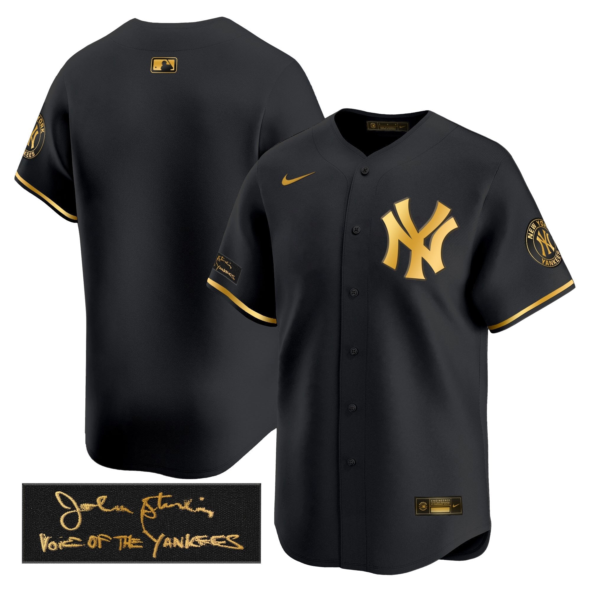 NYY John Sterling "The Voice of the Yankees" Tribute Patch Vapor Premier Limited Jersey - Stitched