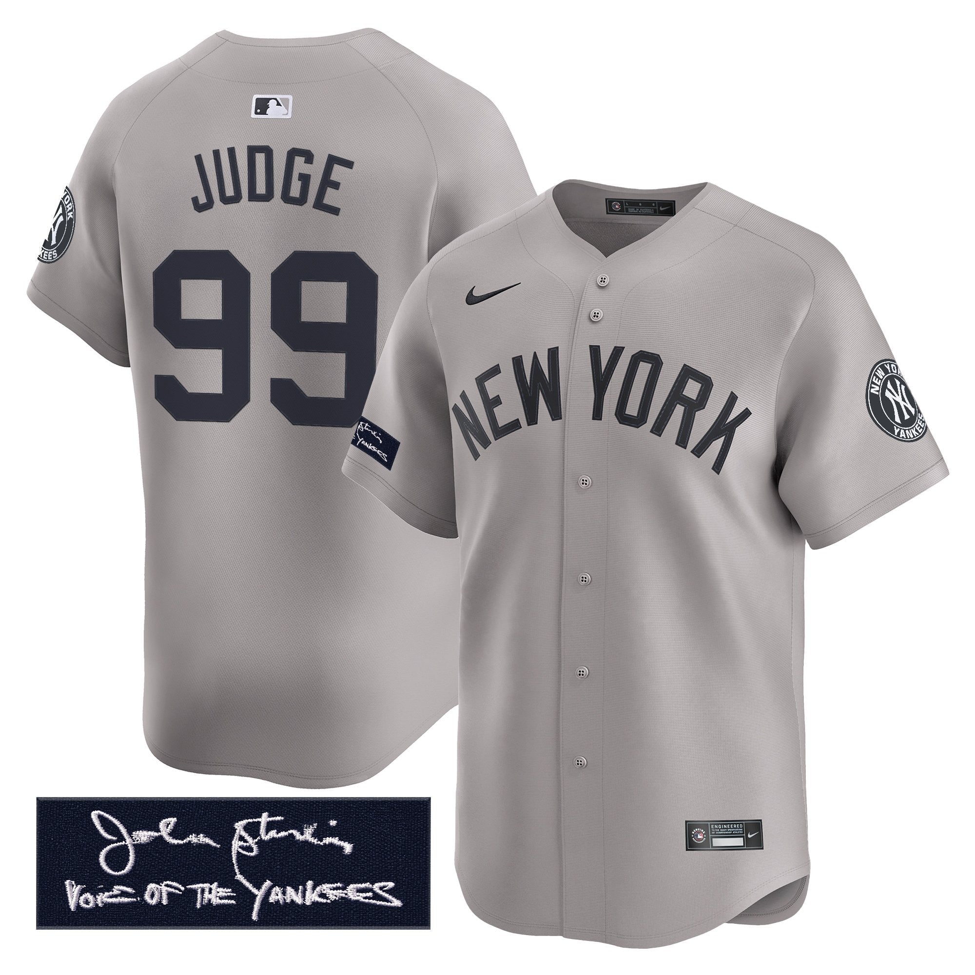 NYY John Sterling "The Voice of the Yankees" Tribute Patch Vapor Premier Limited Jersey - Stitched
