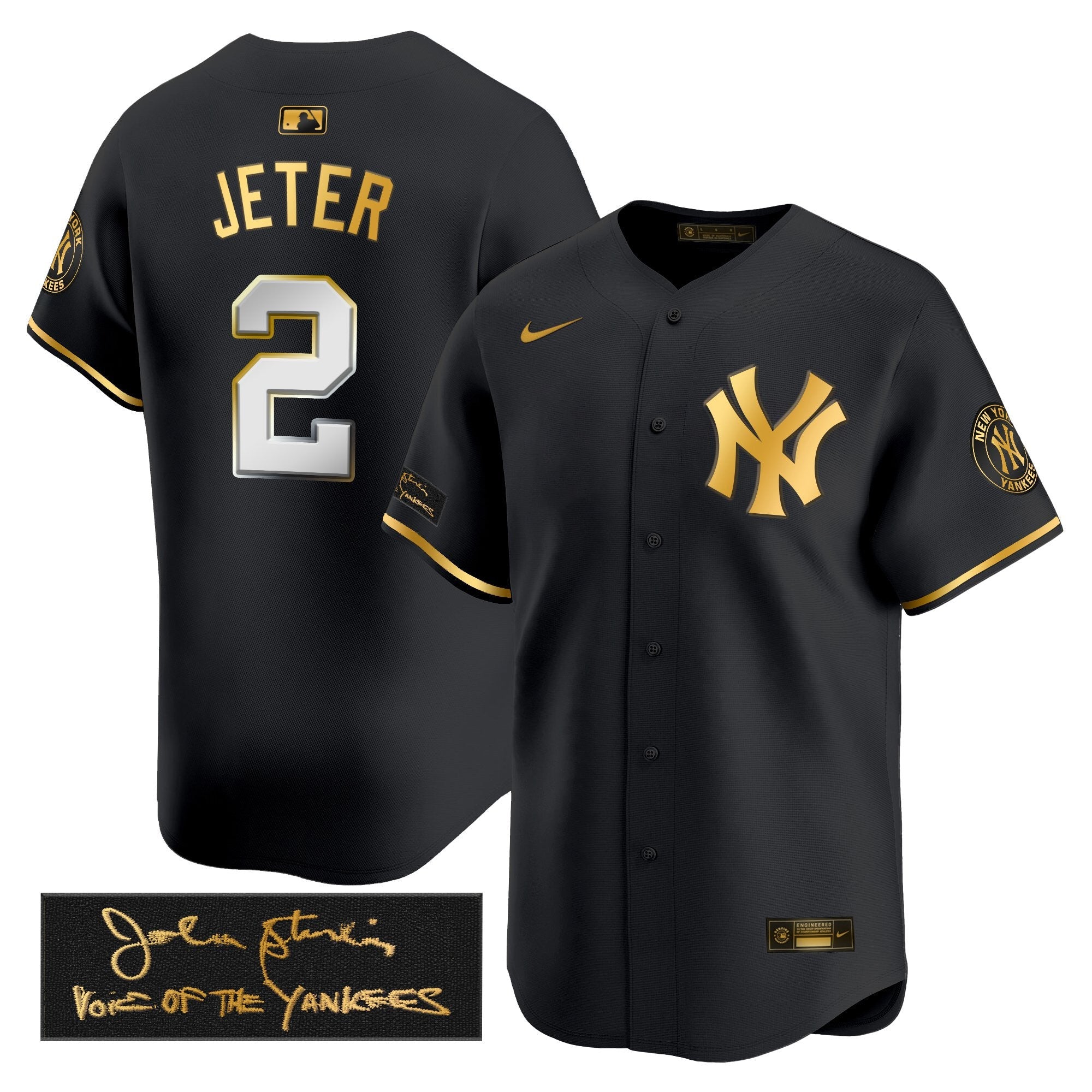 NYY John Sterling "The Voice of the Yankees" Tribute Patch Vapor Premier Limited Jersey - Stitched