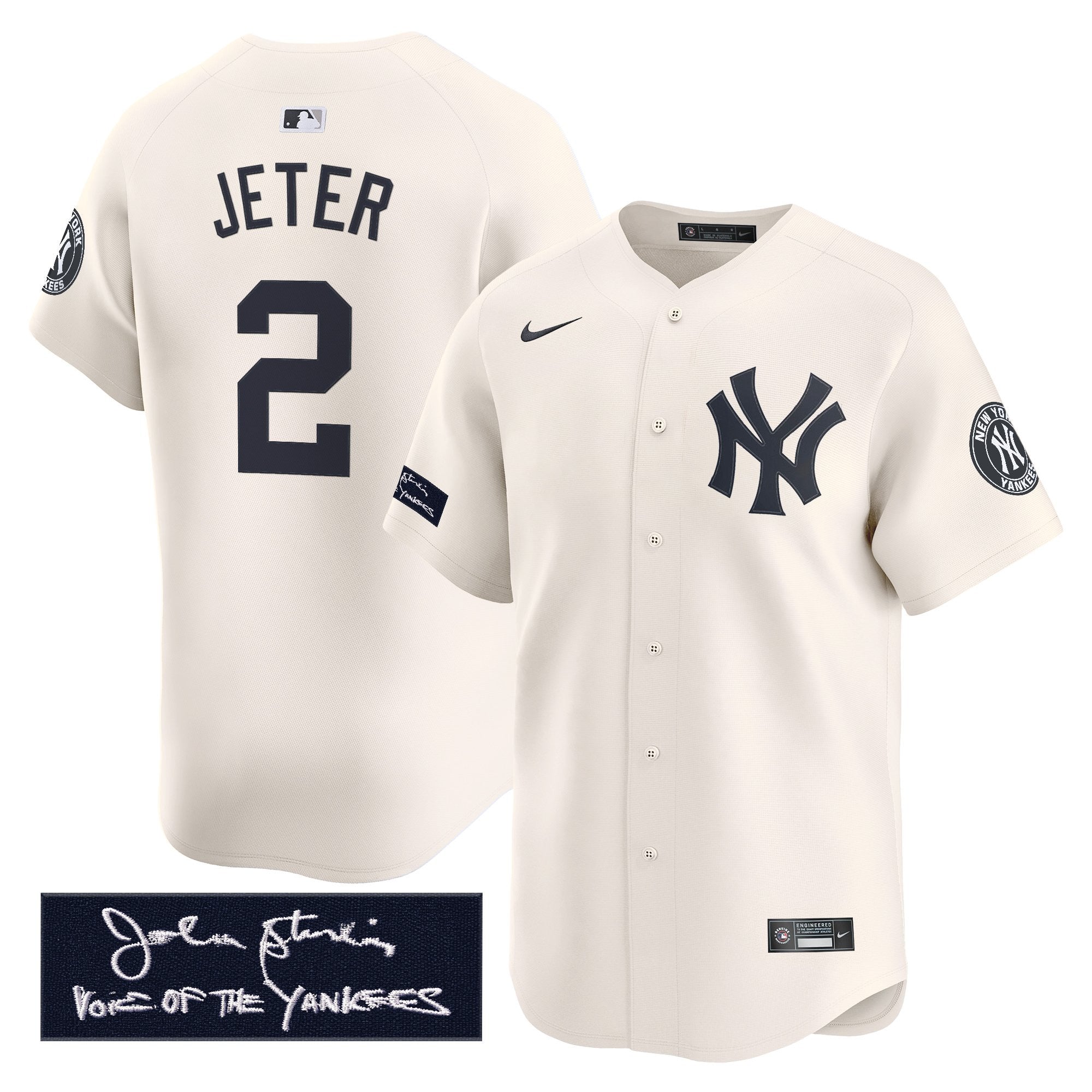 NYY John Sterling "The Voice of the Yankees" Tribute Patch Vapor Premier Limited Jersey - Stitched