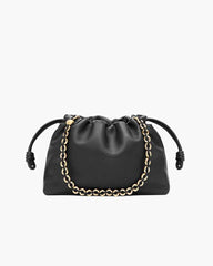 Medium Ruched Genuine Leather Bag Donut Chain