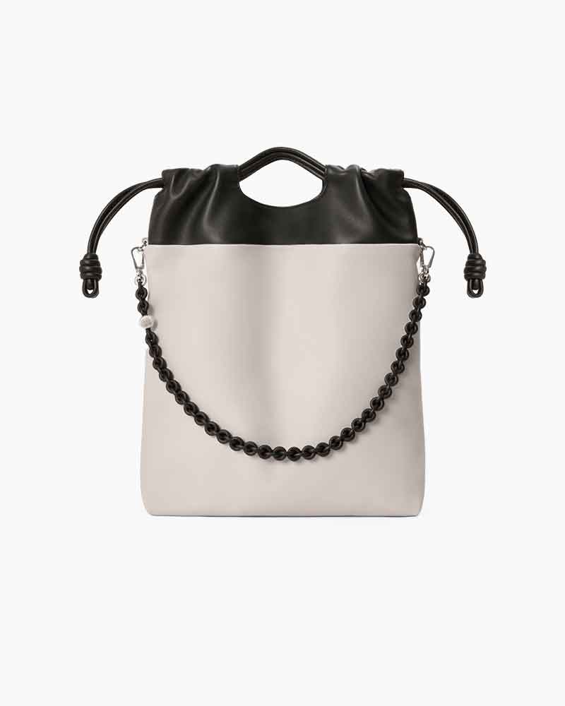 (Pre-sale) Genuine Leather Tote Knot Drawstring Chain