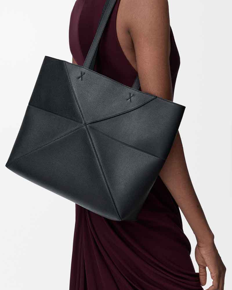 Horizontal Puzzle Fold Leather Tote