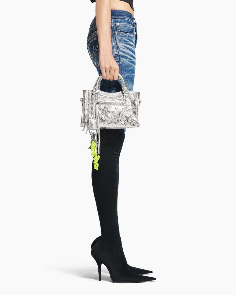 Vespera Metallized Lambskin Silver Tote Bag
