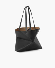 Horizontal Puzzle Fold Leather Tote