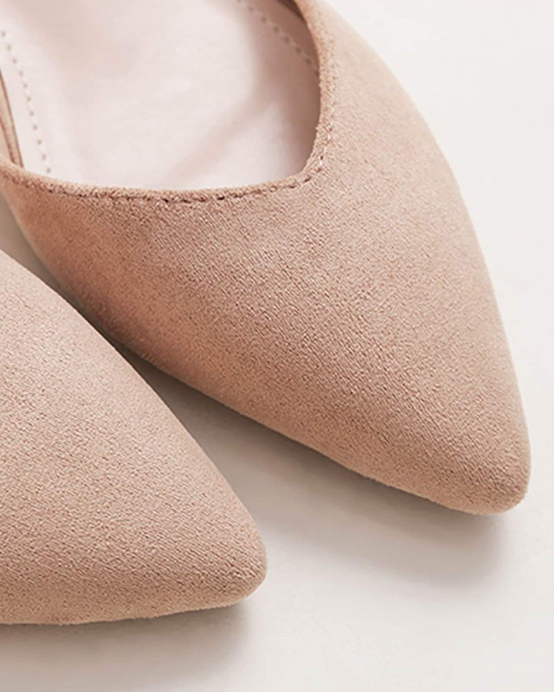 (Clean Up - US 7 ) Pearl Buckle Pointed Toe Flat Loafers