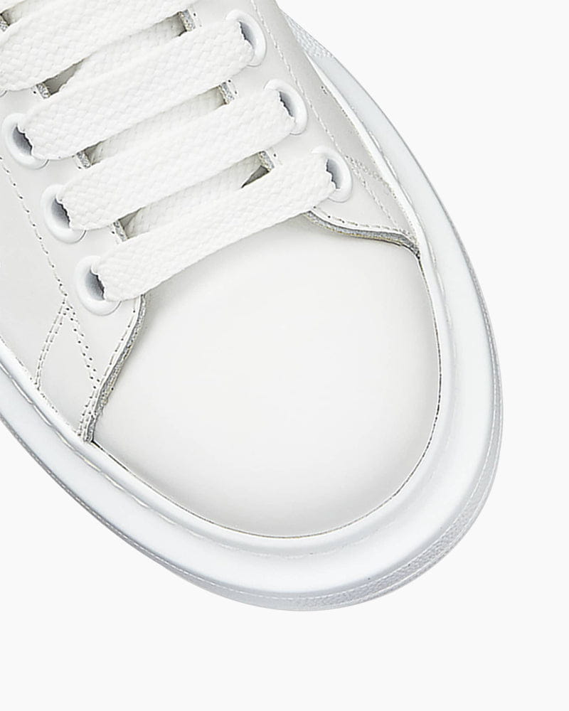 Women's Daily Commute Polished White Leather Sneakers