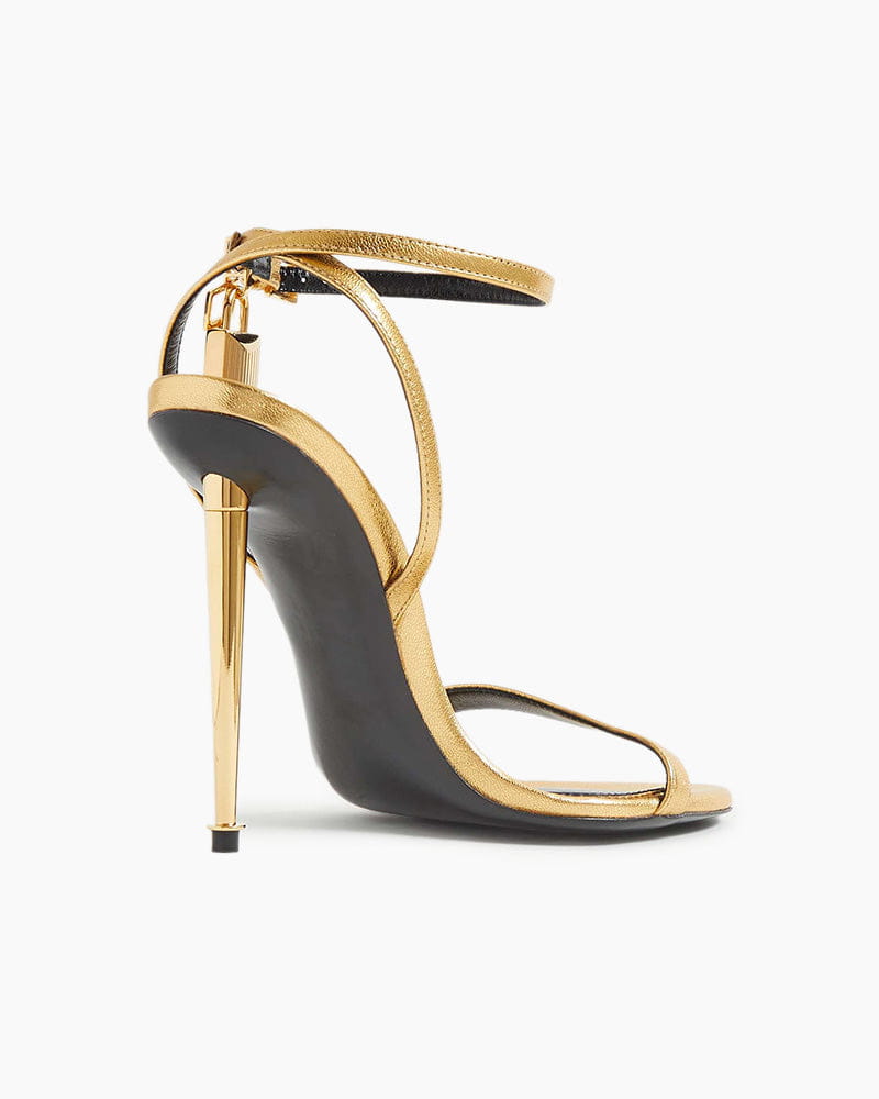 Key&lock Metallic Leather Sandals