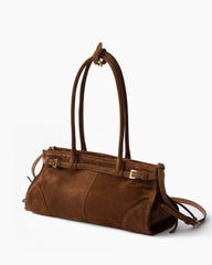 Elegant Rectangular Suede Tote with Zipper Closure
