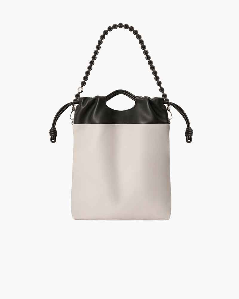 (Pre-sale) Genuine Leather Tote Knot Drawstring Chain
