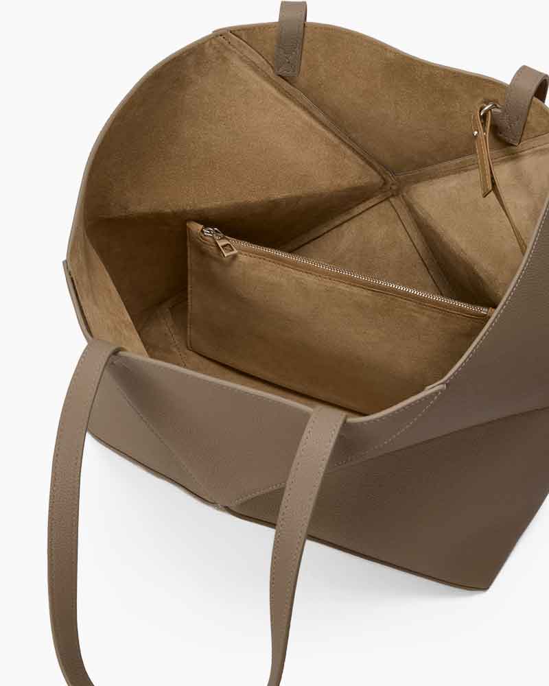 Horizontal Puzzle Fold Leather Tote