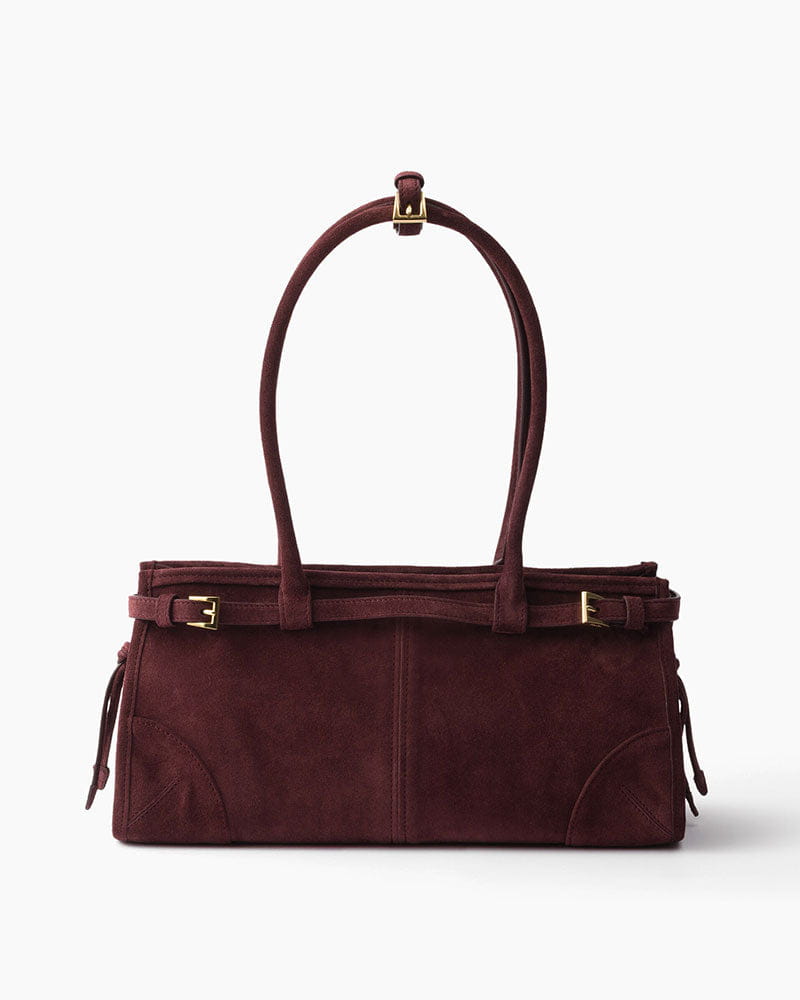 Elegant Rectangular Suede Tote with Zipper Closure