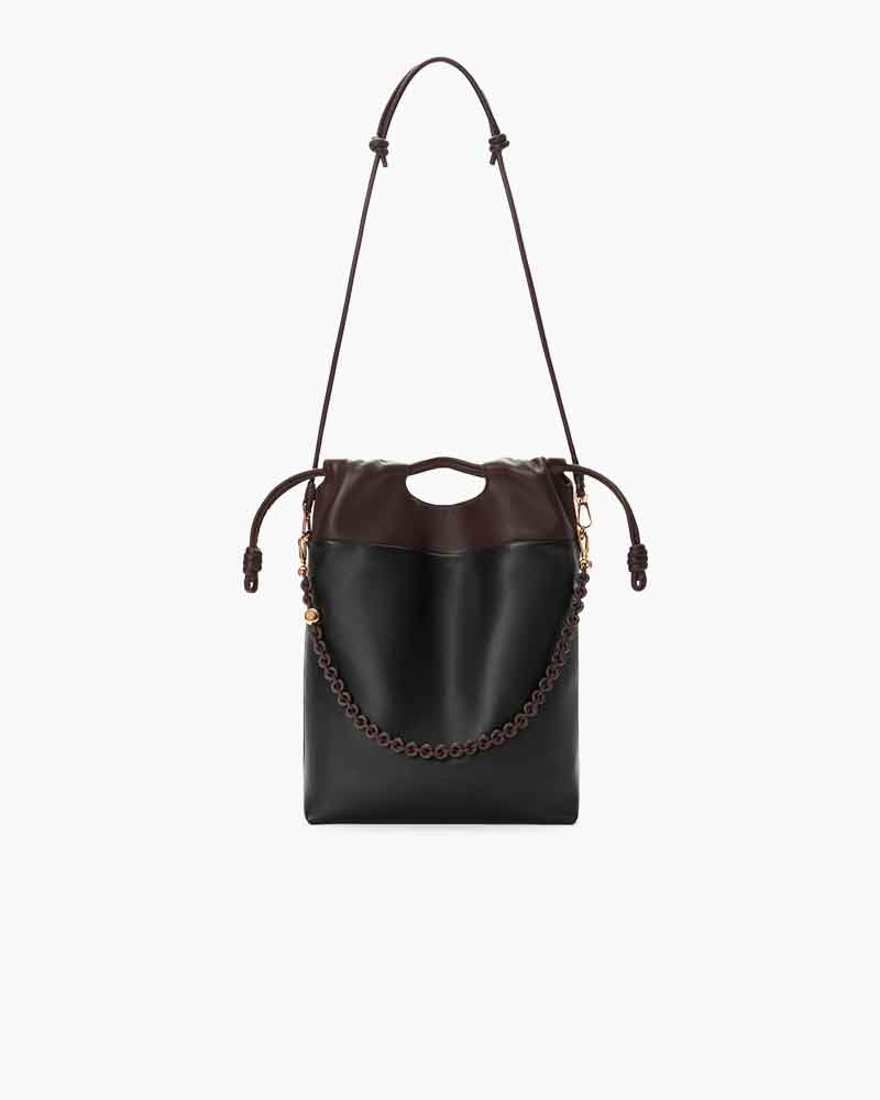 (Pre-sale) Genuine Leather Tote Knot Drawstring Chain