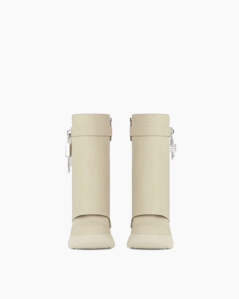 Silver Lock Biker Ankle Boots