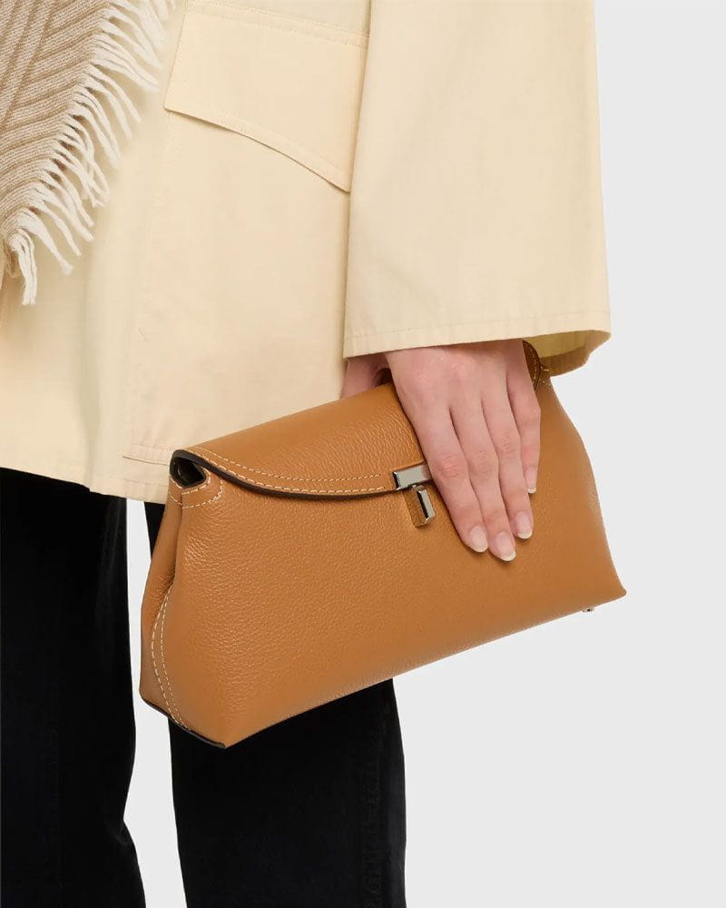 Women’s Elegant T-Lock Leather Clutch Bag