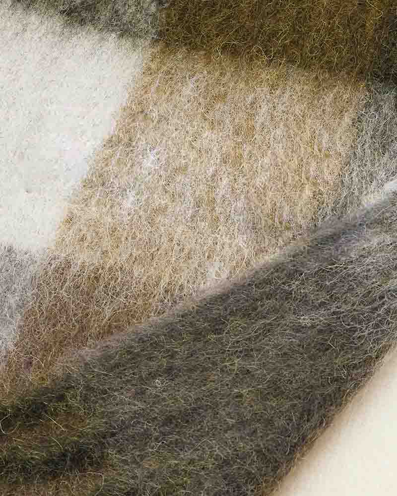 Fringed Checked Knitted Wool Scarf