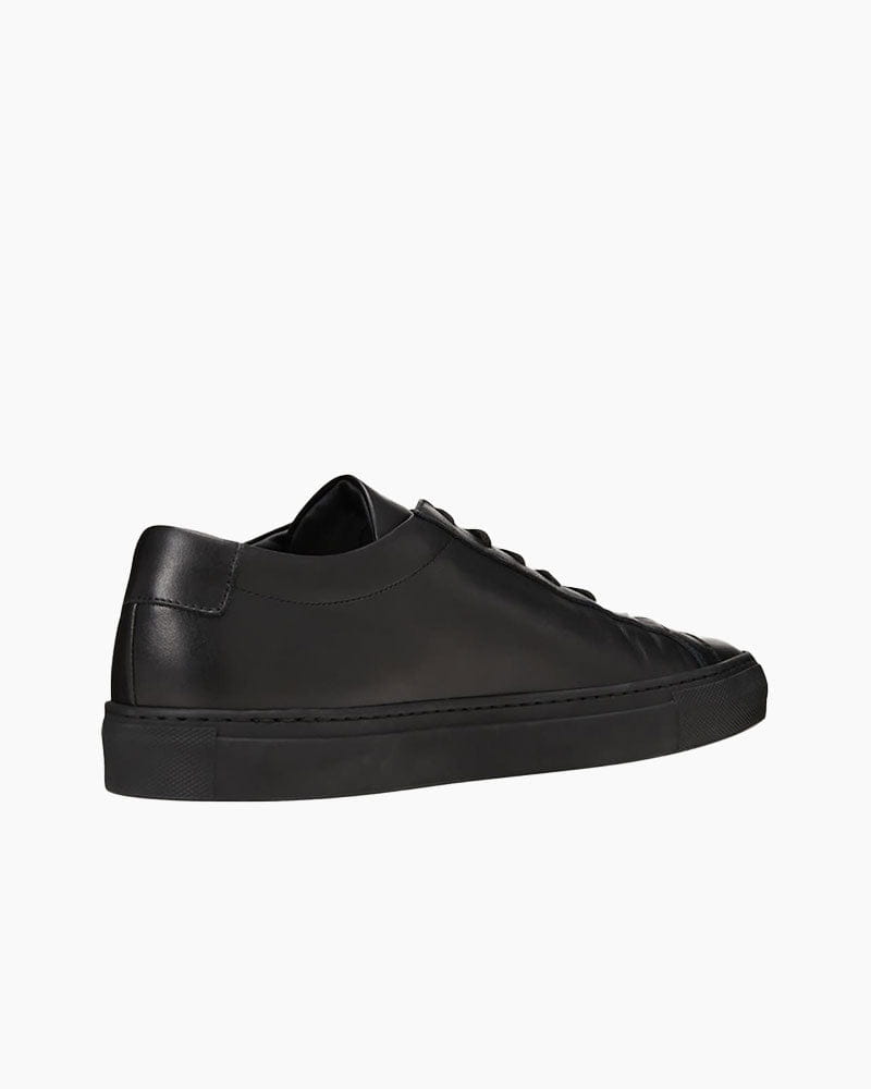 Minimalist Essential Black Leather Gold Stamped Sneakers