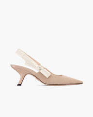 Modern Black Fabric Evening Pumps with Knot Strap Detail