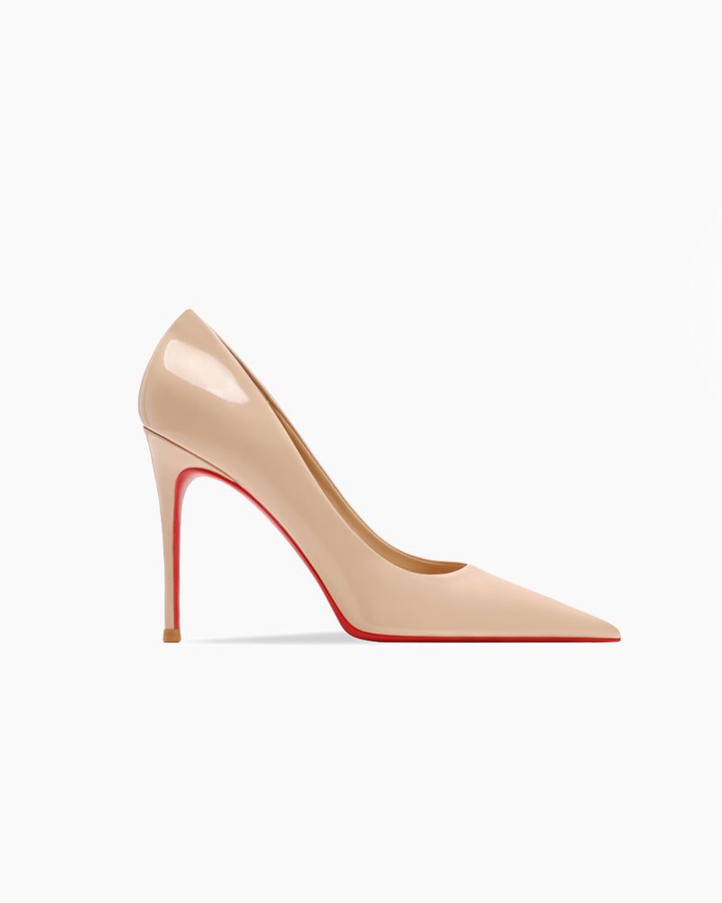 Leather Pointed Red-Sole Pumps