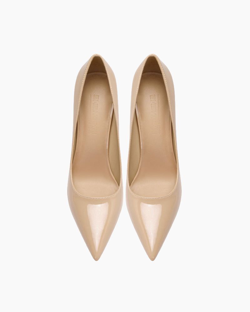 Leather Pointed Red-Sole Pumps