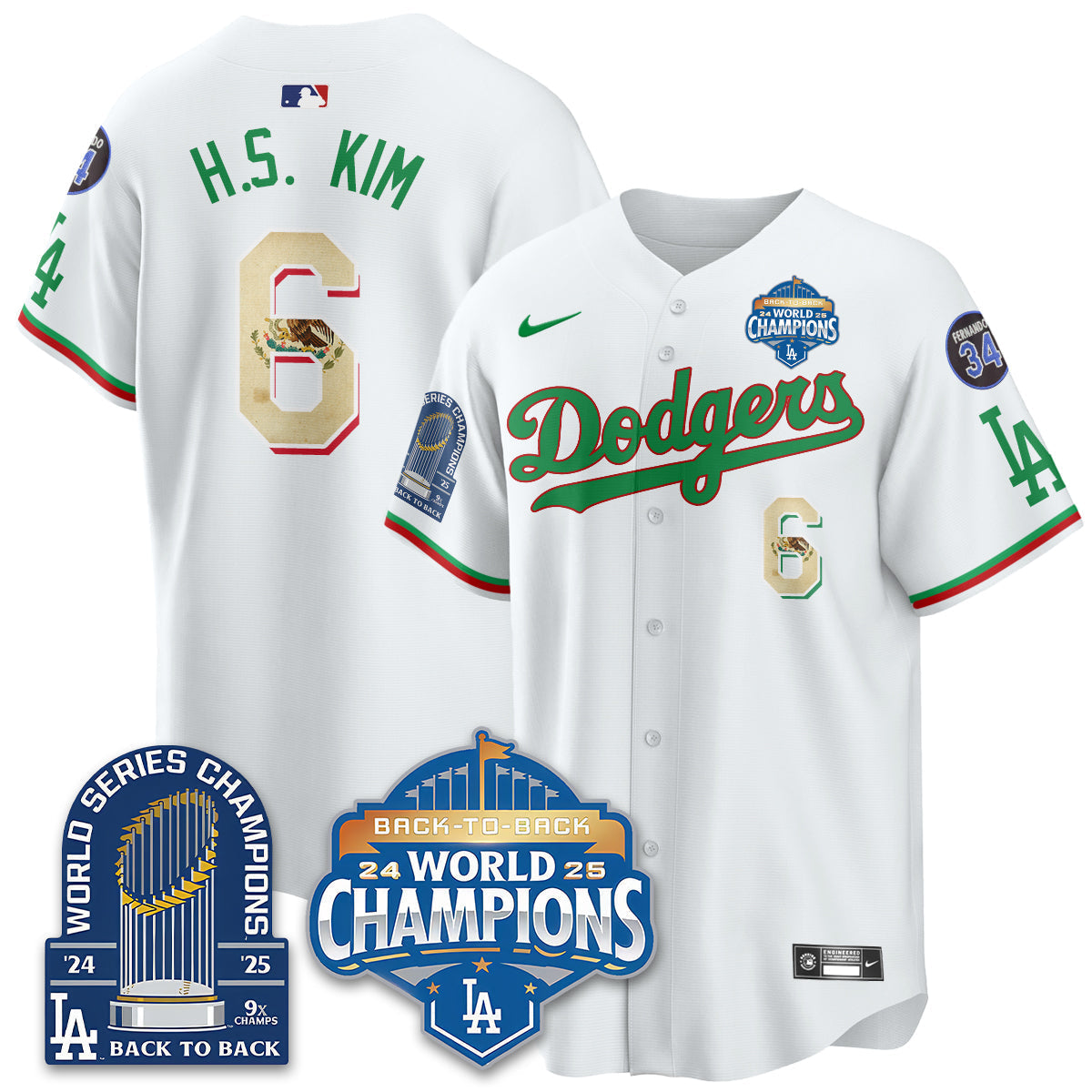 LAD Mexico World Series Champions Jersey - 9x Champs - All Stitched