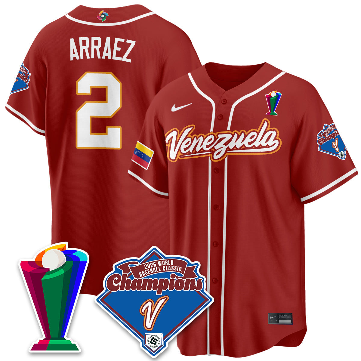 Venezuela Baseball 2026 World Baseball Classic Champions Limited Jersey - All Stitched