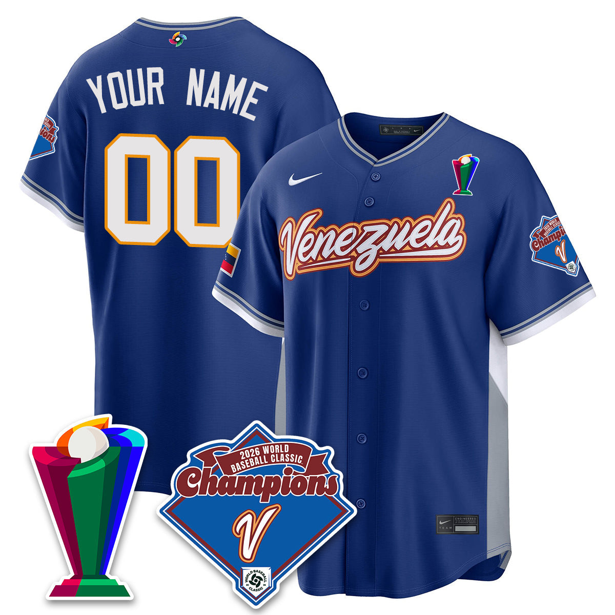 Venezuela Baseball 2026 World Baseball Classic Champions Limited Custom Jersey - All Stitched