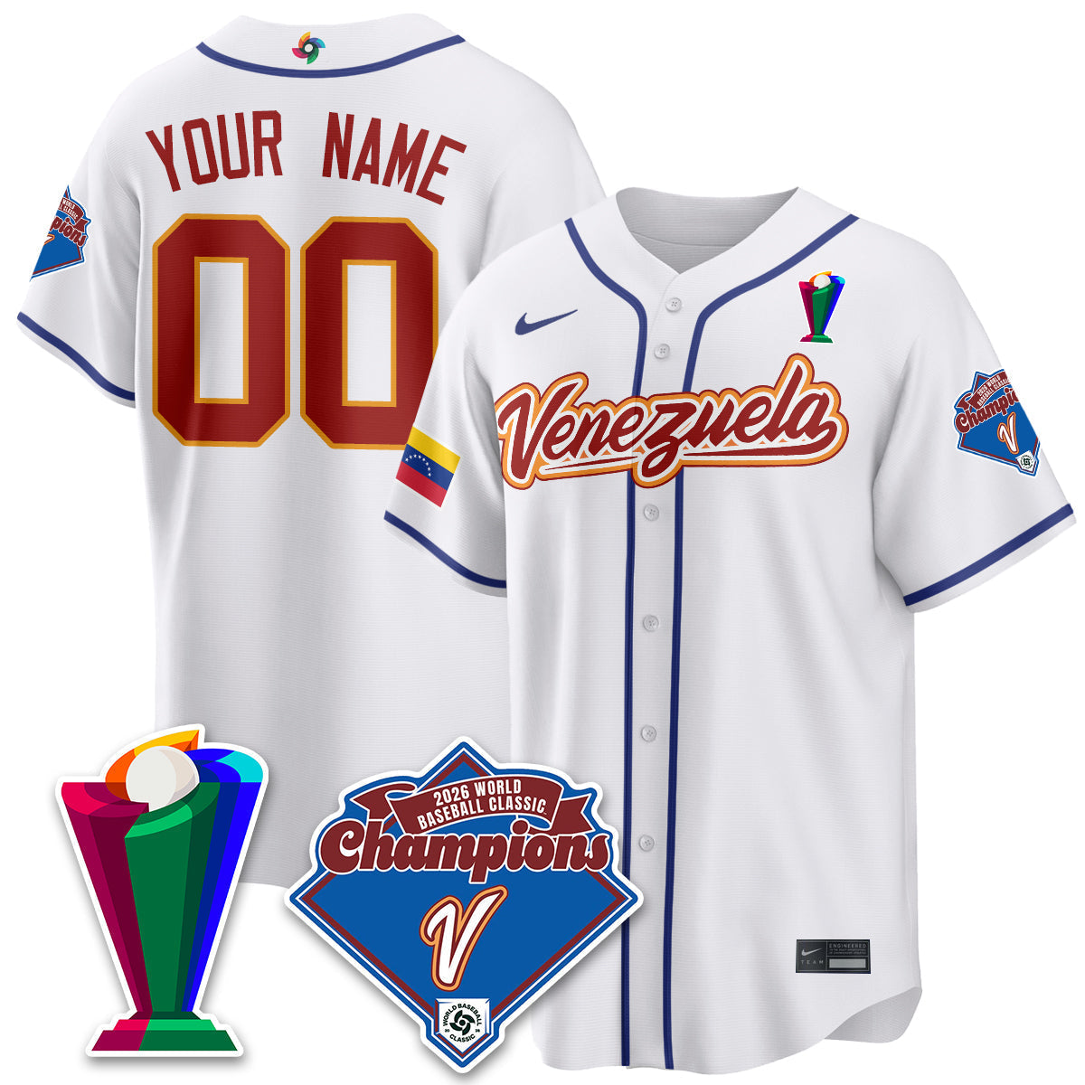 Venezuela Baseball 2026 World Baseball Classic Champions Limited Custom Jersey - All Stitched