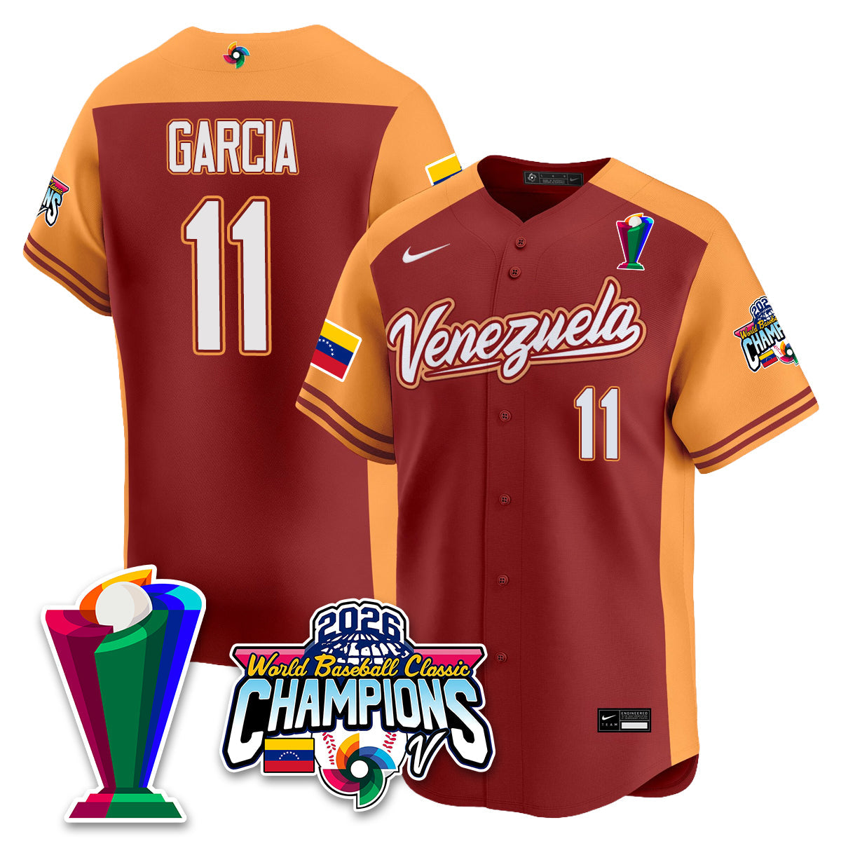 Venezuela Baseball 2026 World Baseball Classic Champions Limited Jersey V2 - All Stitched
